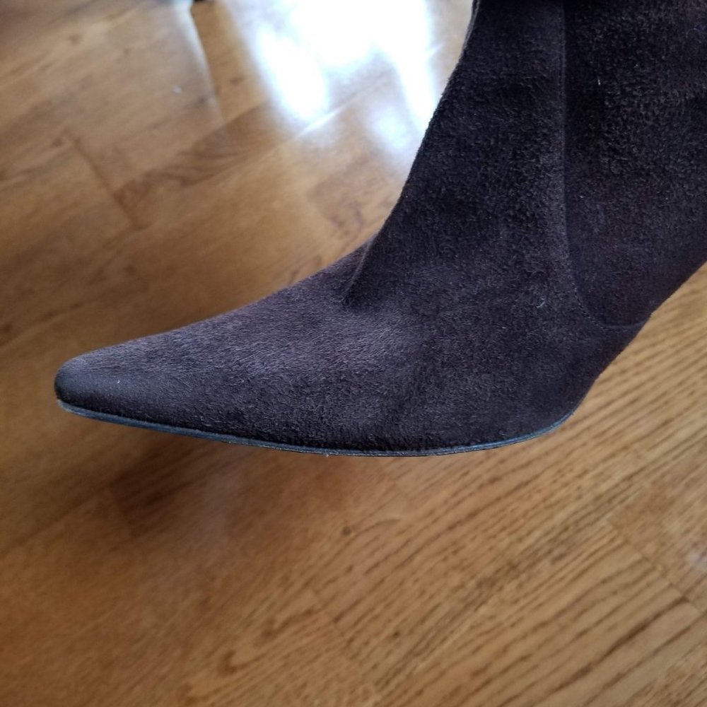 Cole Haan Brown Pull On leather Stretch Heel Boots - Picture 3 of 12
